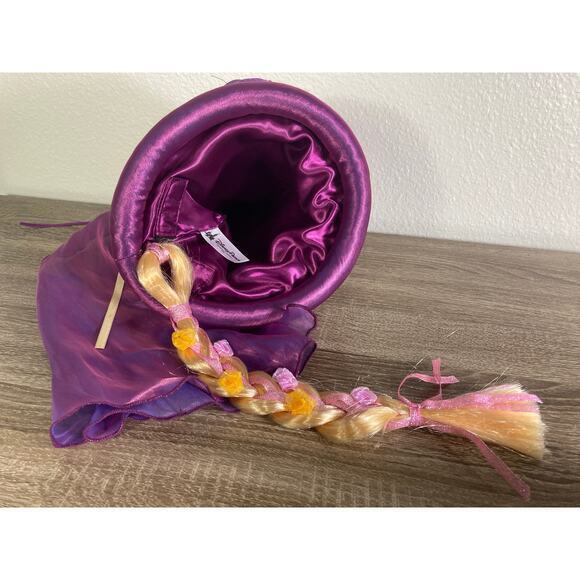 Disney Parks Rapunzel Princess Hat Braided Ponytail Purple Tangled Girls Costume - Picture 5 of 9